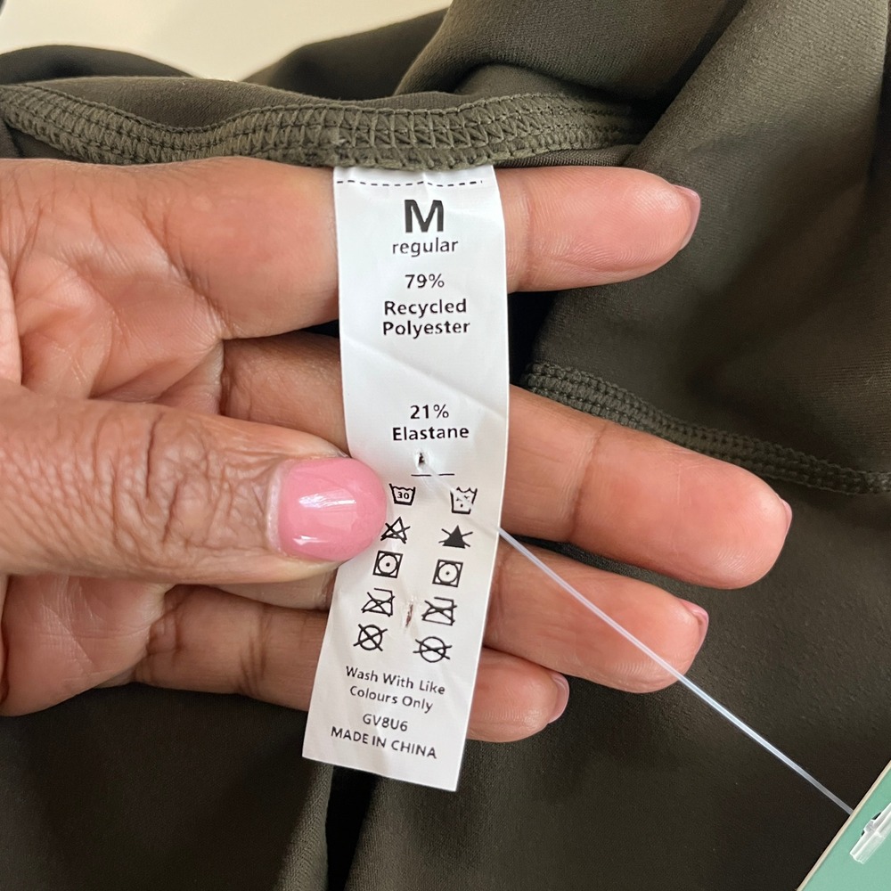 2/$30 New EcoCloudful Fabric Layered Ruched Flare Pants Lone Pine Green Medium - Picture 10 of 12